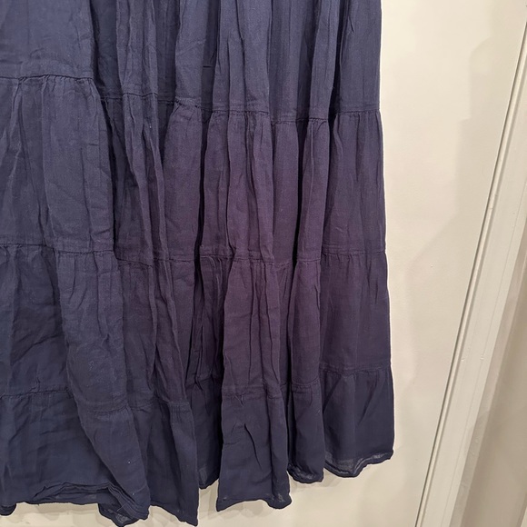 "lannaclothesdesign" Navy Blue Long Maxi Skirt One Size - Picture 3 of 5